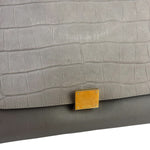 Celine Grey Suede/Leather Crocodile Embossed Trapeze Two-Way Bag
