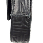 Fendi Black Leather 3D Logo Embossed Baguette