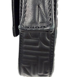 Fendi Black Leather 3D Logo Embossed Baguette