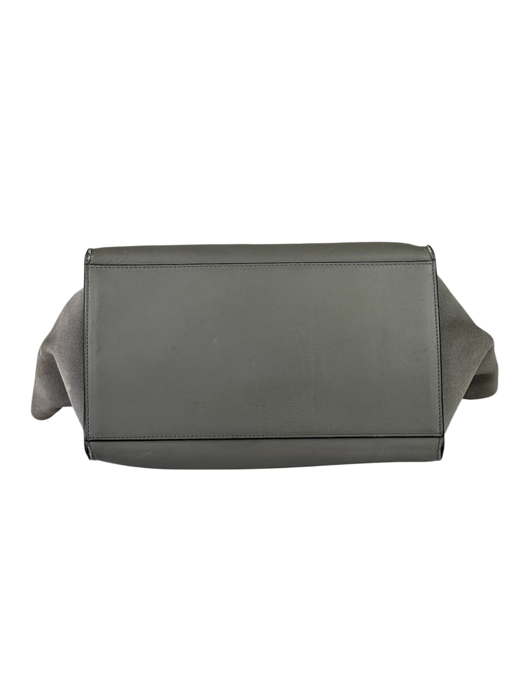 Celine Grey Suede/Leather Crocodile Embossed Trapeze Two-Way Bag