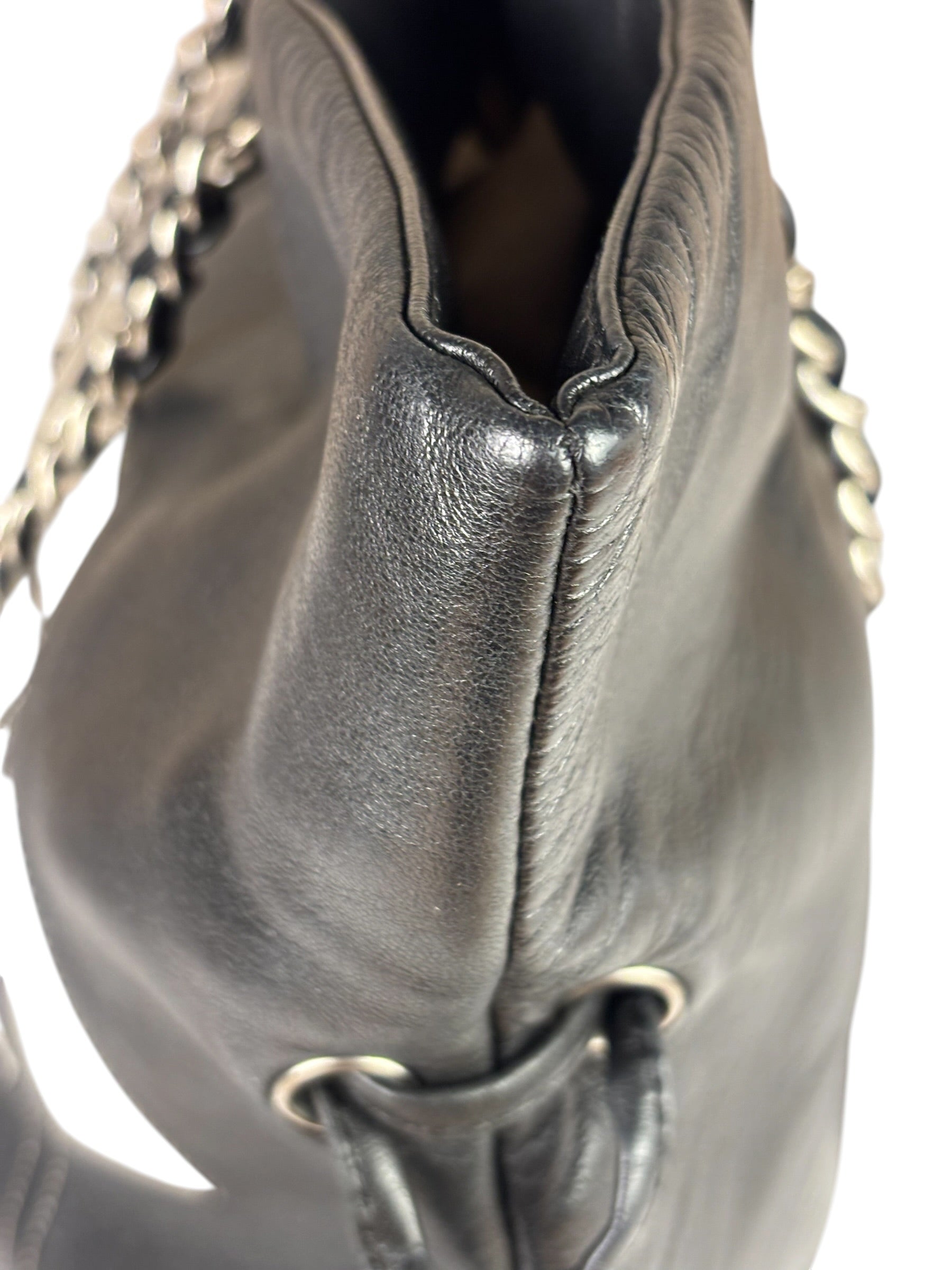 Chanel Black Leather CC Mirrored Mosaic Chain Tote 2008