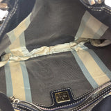 Fendi Vintage Navy Blue Leather Trim Mamma Baguette
