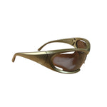 Balenciaga Gold Brown Dynamo BB0318S Demna Mask Wrap Sunglasses