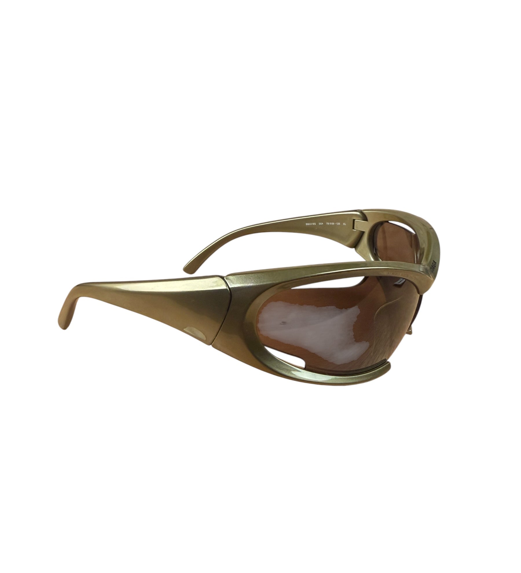 Balenciaga Gold Brown Dynamo BB0318S Demna Mask Wrap Sunglasses