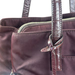 Prada Vintage Plum Nylon Leather Embossed Handbag