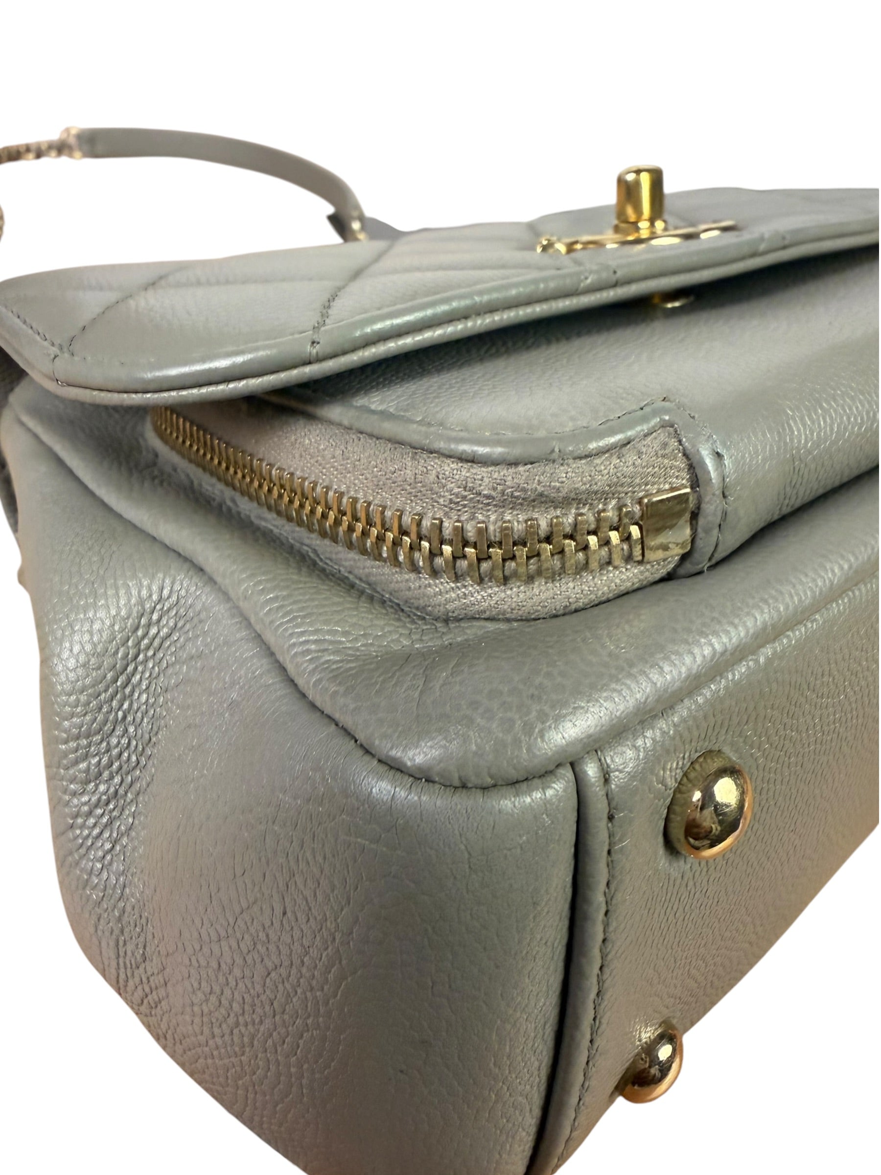 Chanel Grey Quilted Leather Mini Business Affinity Flap Bag 2019
