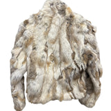 Diva Brown/White Zip-Up Rabbit Fur Jacket