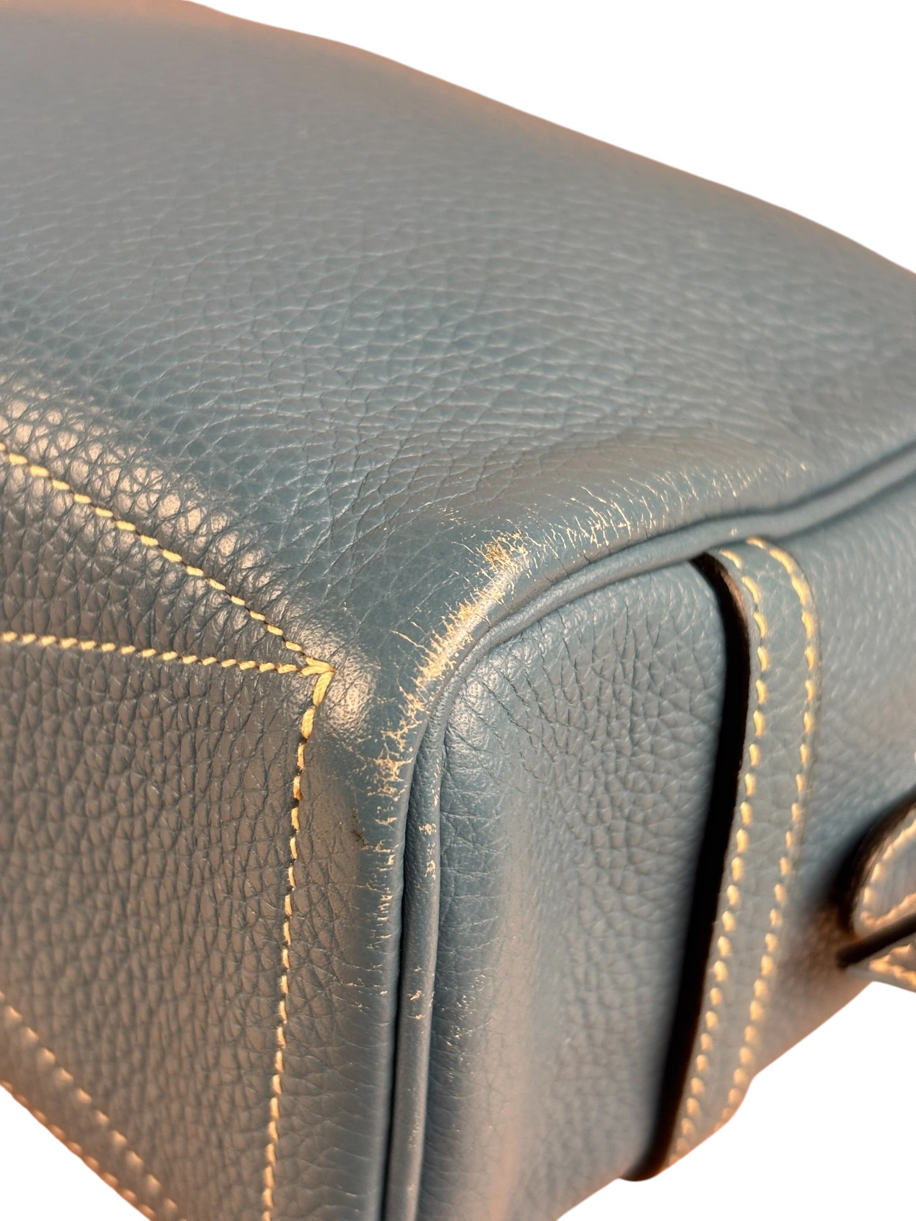 Hermes Blue Leather Cosmetic Pouch