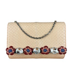 Fendi Pink Python Flower Studded Mini Chain Shoulder Bag