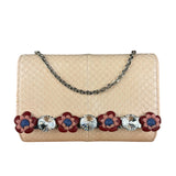 Fendi Pink Python Flower Studded Mini Chain Shoulder Bag