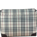 Burberry Vintage Leather Trim House Check Crossbody Flap Bag