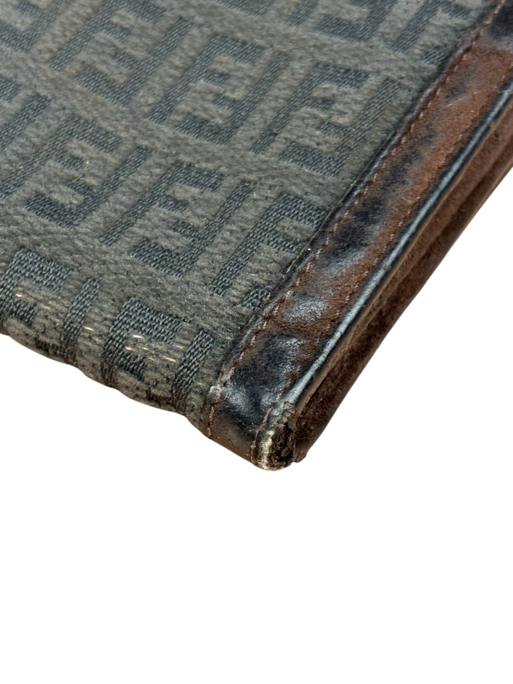 Fendi Vintage Leather Trim FF Zucca Long Wallet
