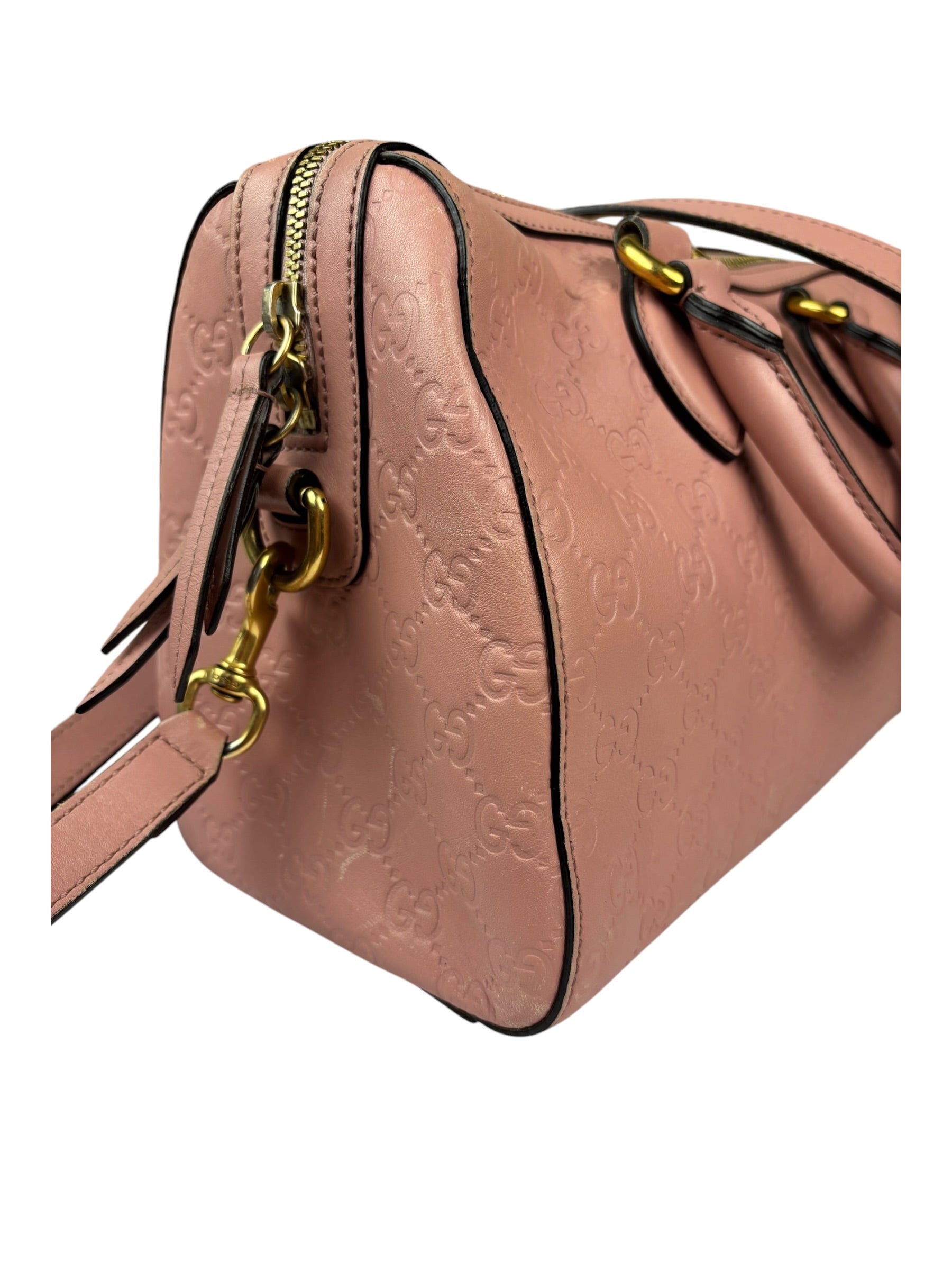 Gucci Pink Leather Guccissima Two-Way Boston Bag