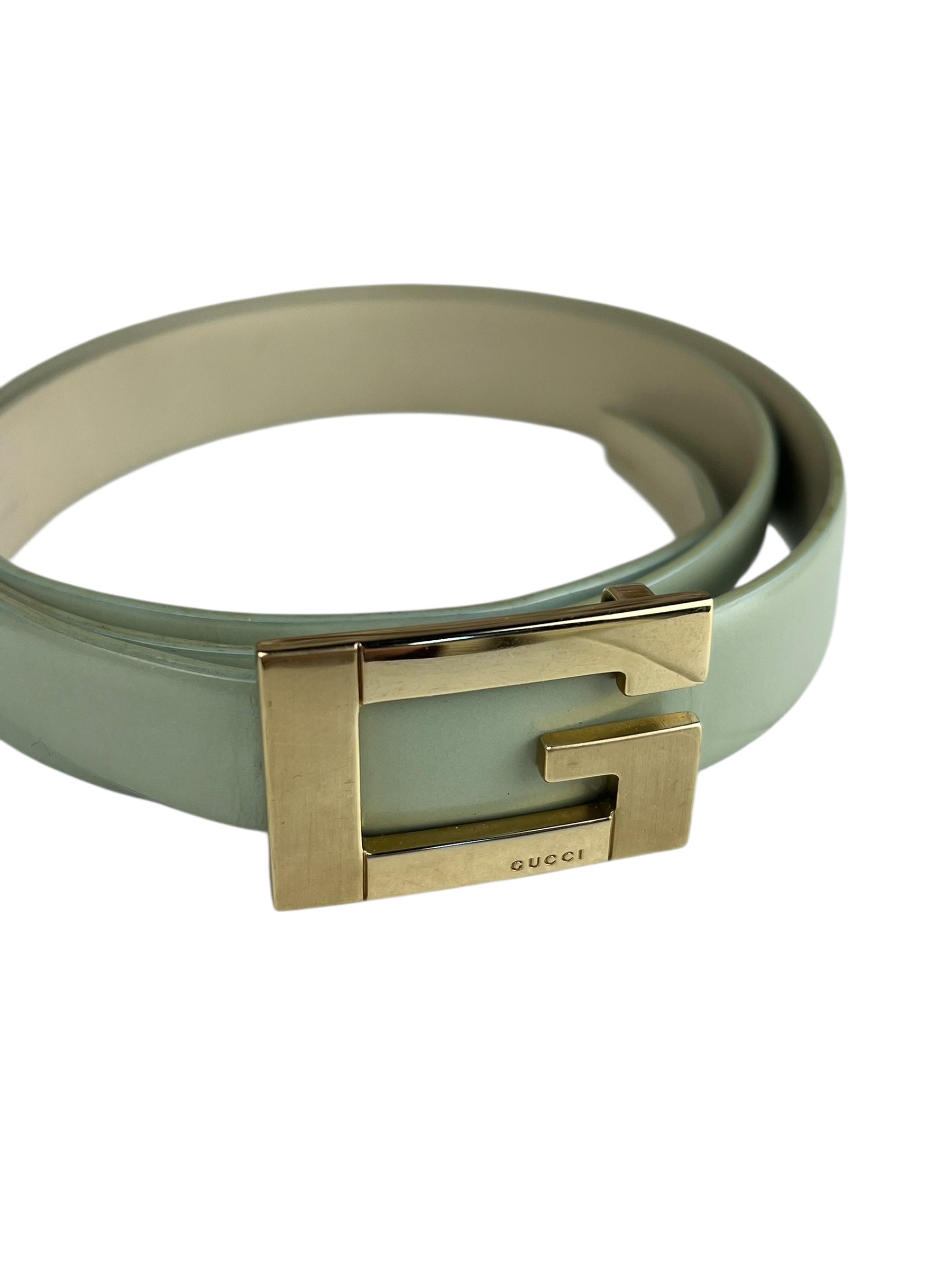 Gucci G Logo Thin Leather Mint Belt