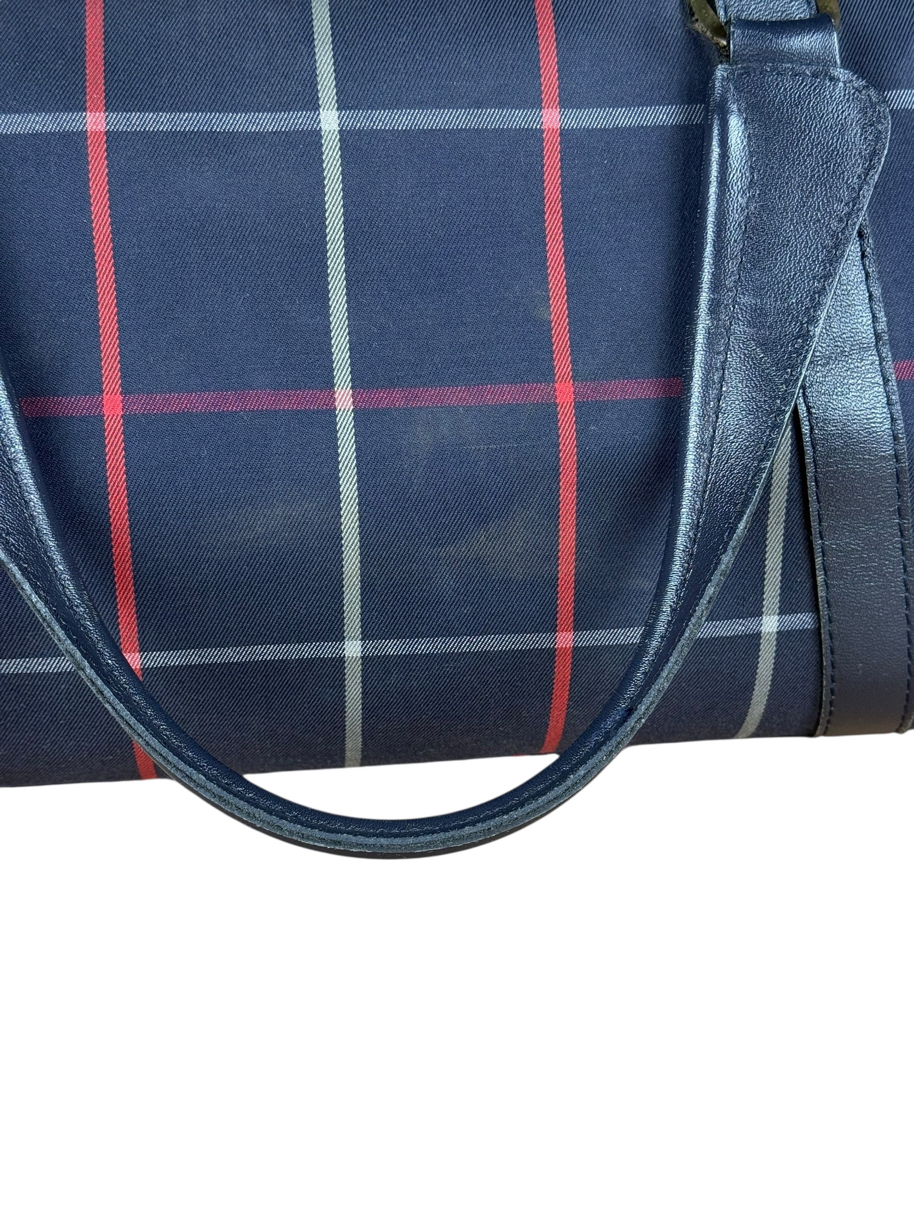 Burberry Blue Nova Check Vintage Boston Bag