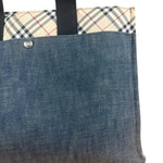 Burberry Vintage Blue Label Denim Nova Check Tote Bag