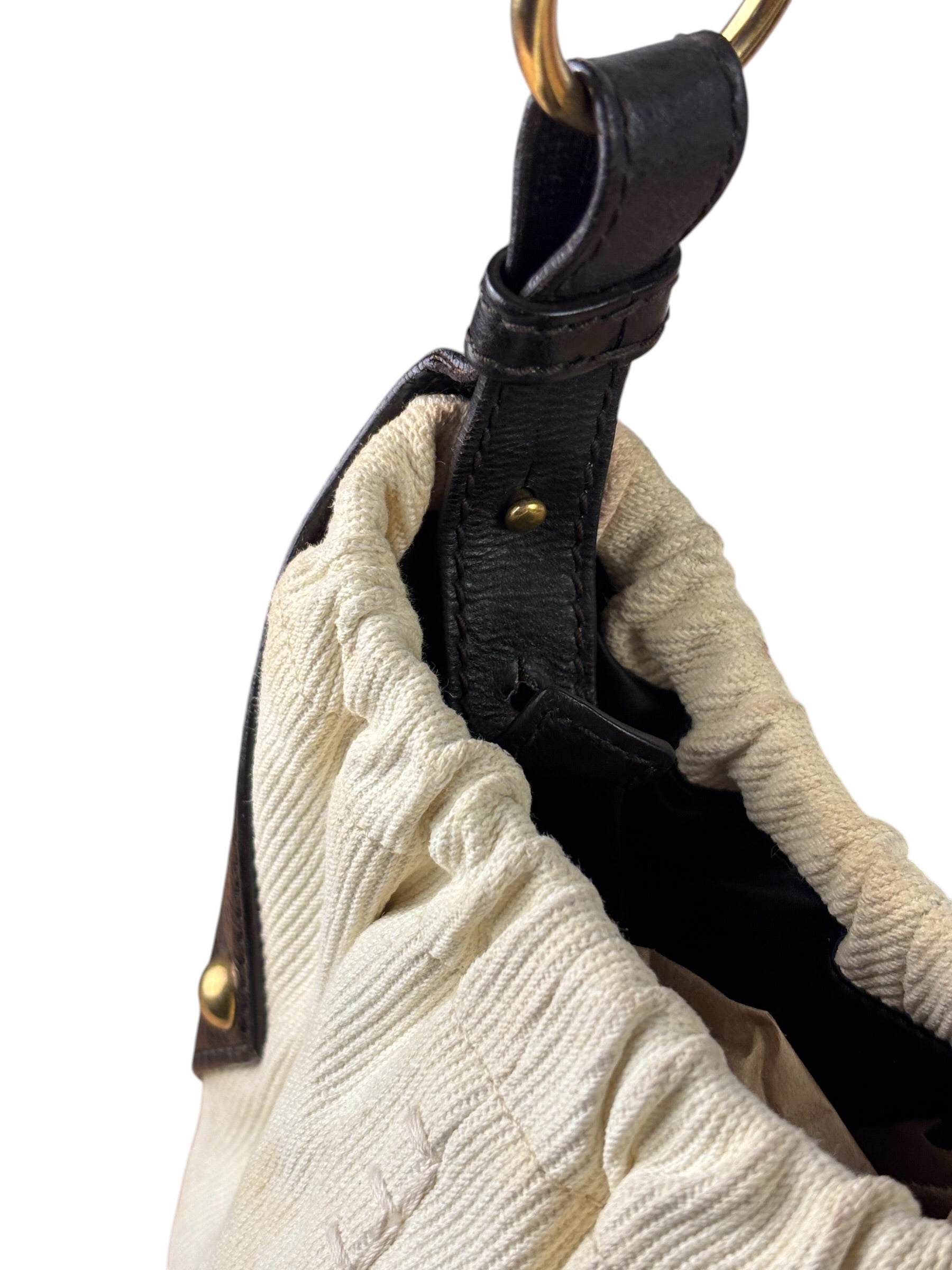 Saint Laurent White Canvas Mombasa Hobo Bag