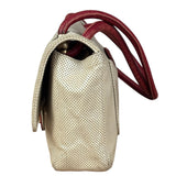 Chanel Beige Perforated Leather CC Flap Bag 2001