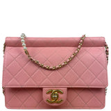 Chanel Pink Quilted Leather Pearl Chain Flap Bag 2019