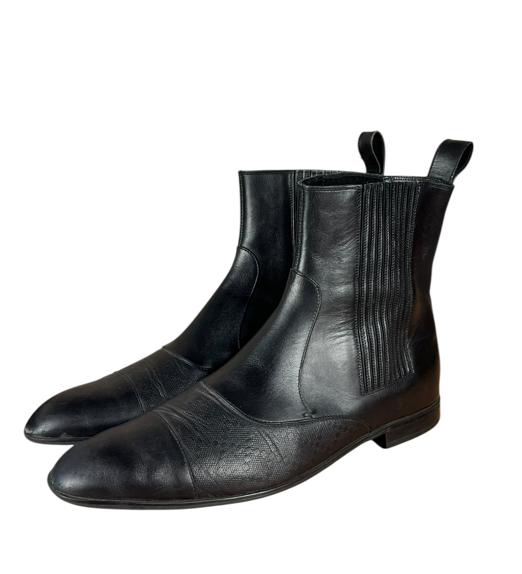 Gucci Black Imprime Pattern Leather Chelsea Boot