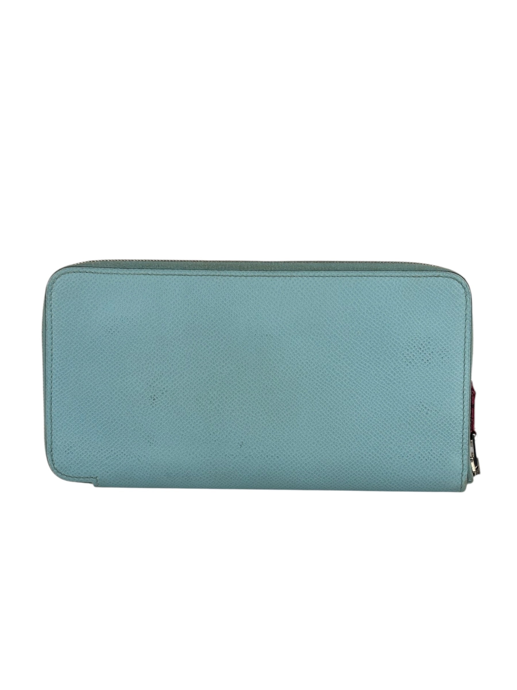 Hermes Blue Leather Silk'In Azap Long Wallet