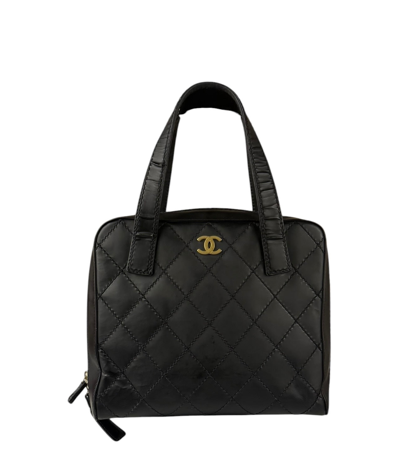 Chanel Black Leather Wild Stitch Tote Bag 2002