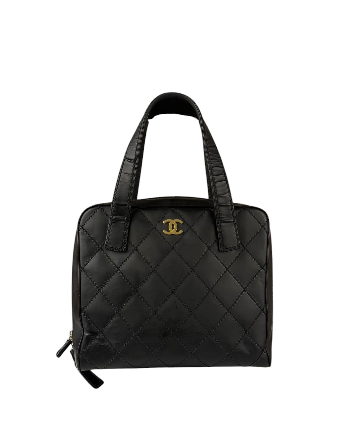 Chanel Black Leather Wild Stitch Tote Bag 2002