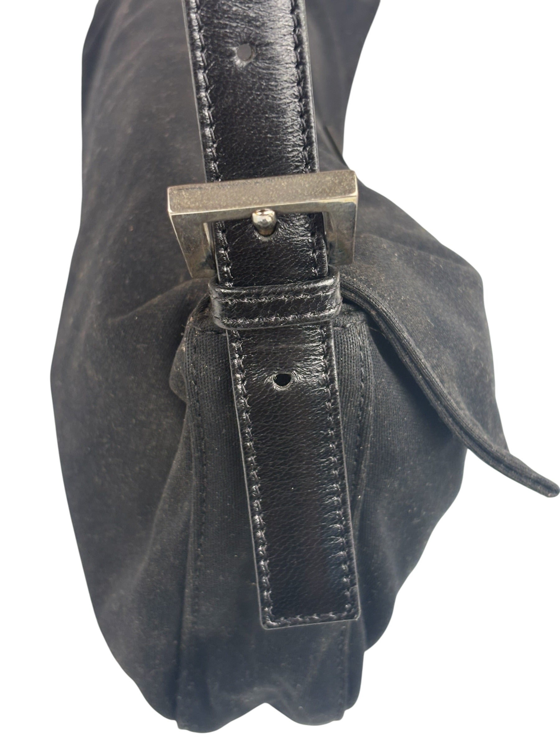 Fendi Black Nylon Mamma Baguette Handbag