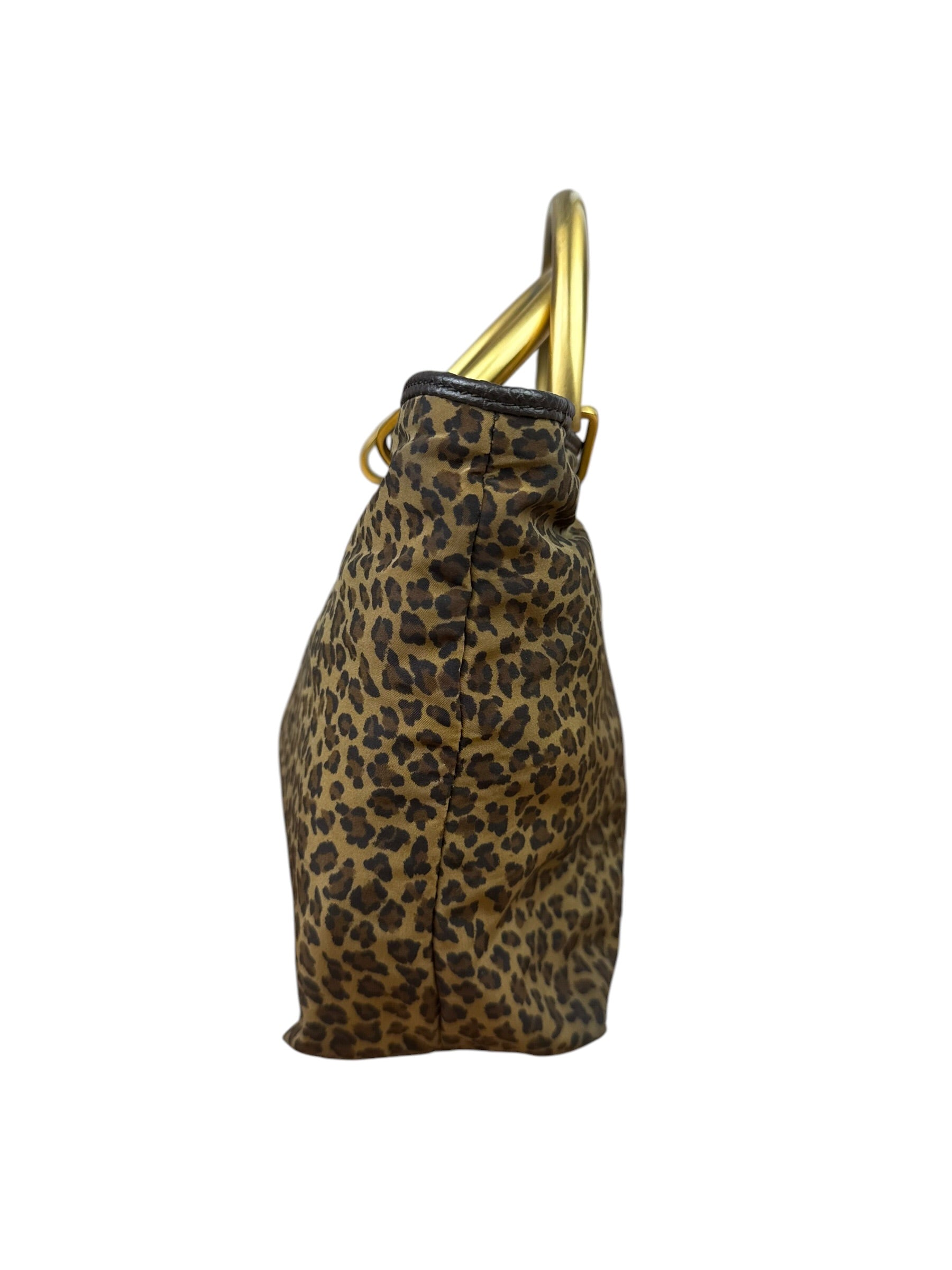 Bottega Veneta Nylon Leopard Print Handbag
