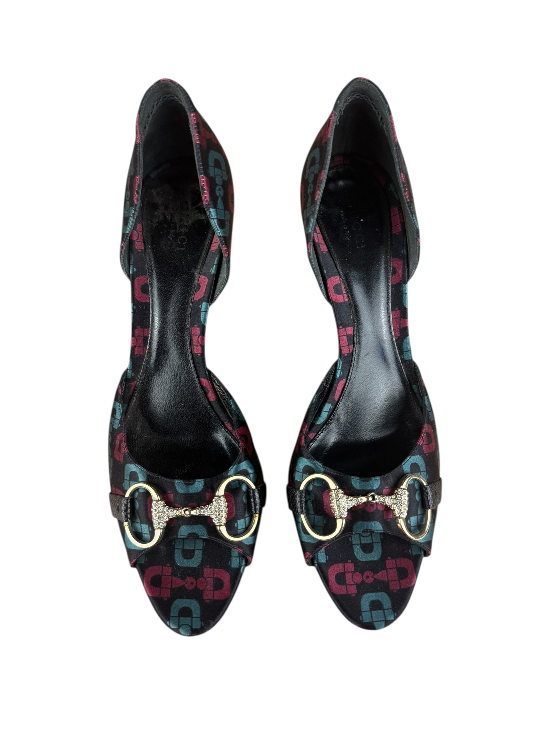 Gucci Vintage Horsebit Open Toe Pumps