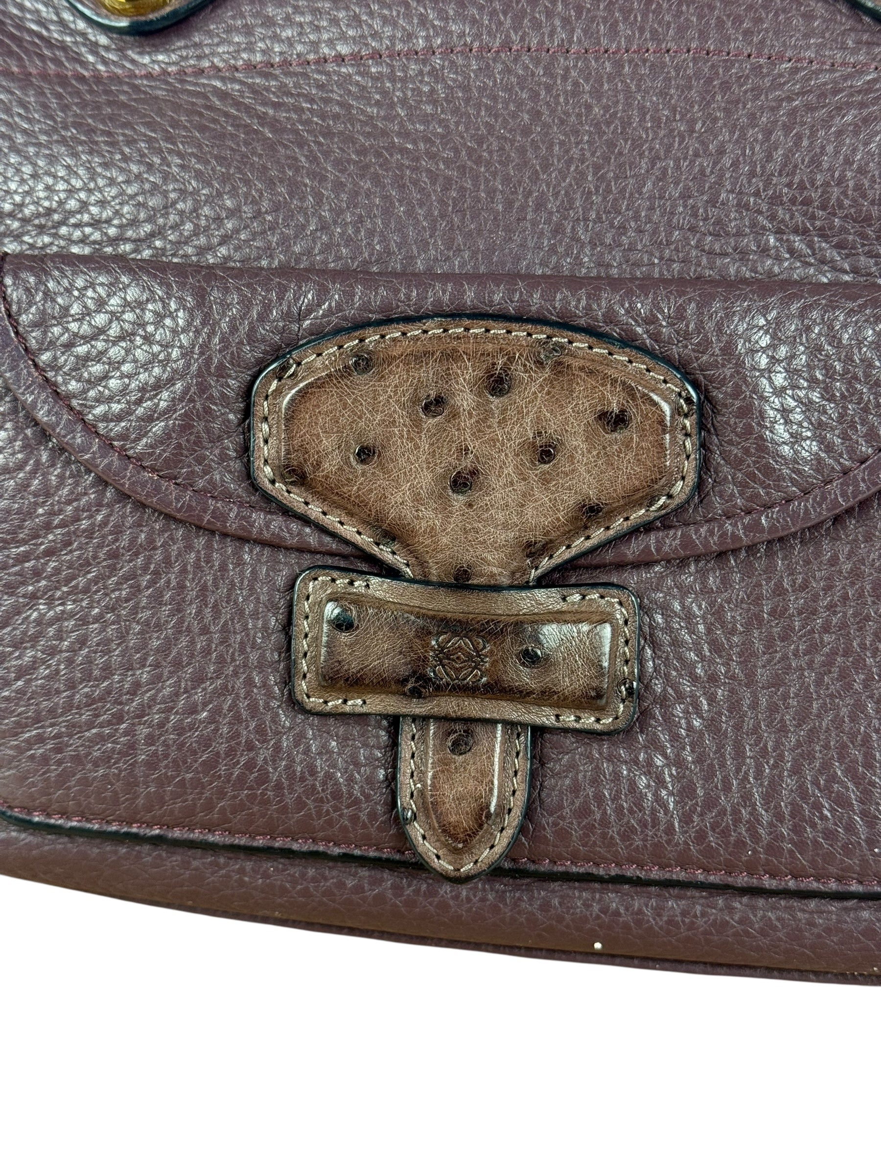 Loewe Purple Leather Ostrich Front 2Way Handbag