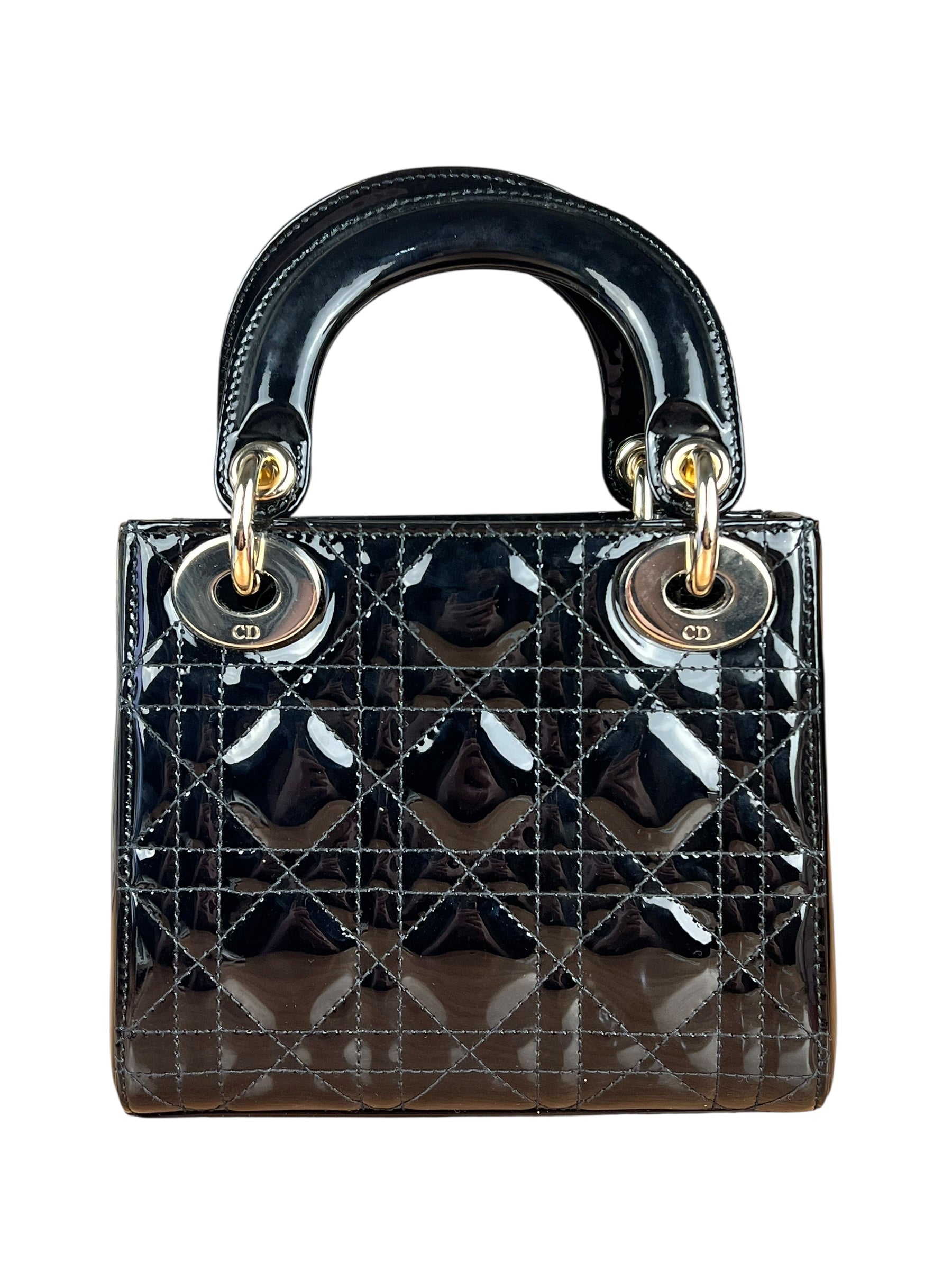 Dior Patent Cannage Mini Lady Dior Black