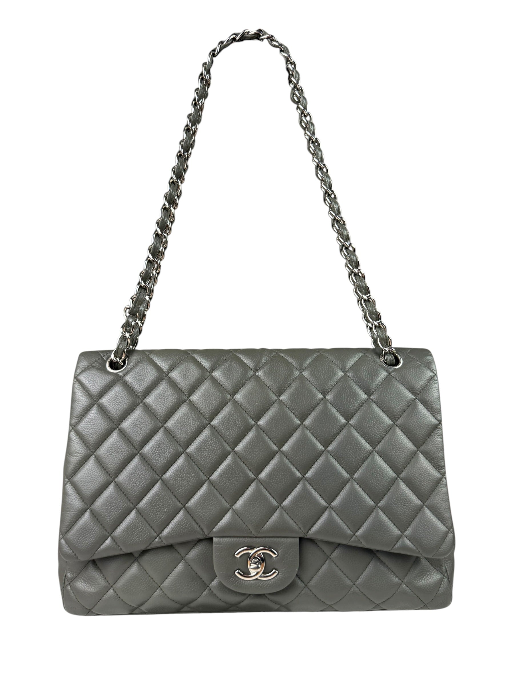 Chanel Grey Hue Caviar Quilted Jumbo Flap Bag 2010