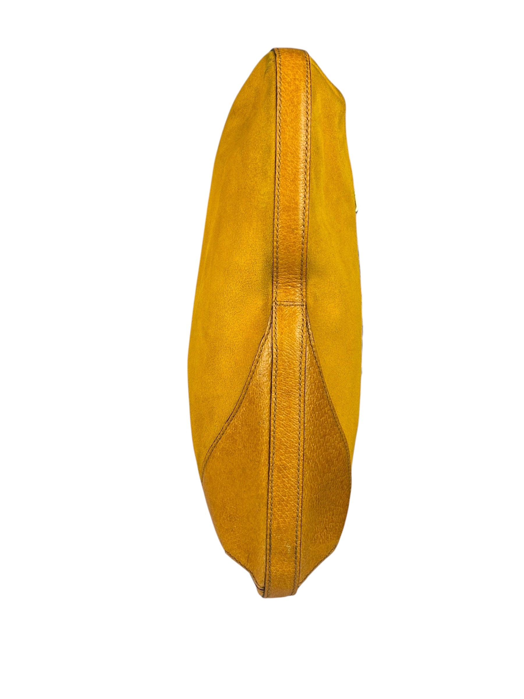 Gucci Mustard Yellow Suede/Leather Trim Hasler Horsebit Hobo Bag