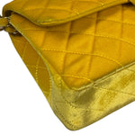 Chanel Yellow Quilted Velvet/Leather Double Flap Bag 2015