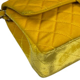 Chanel Yellow Quilted Velvet/Leather Double Flap Bag 2015