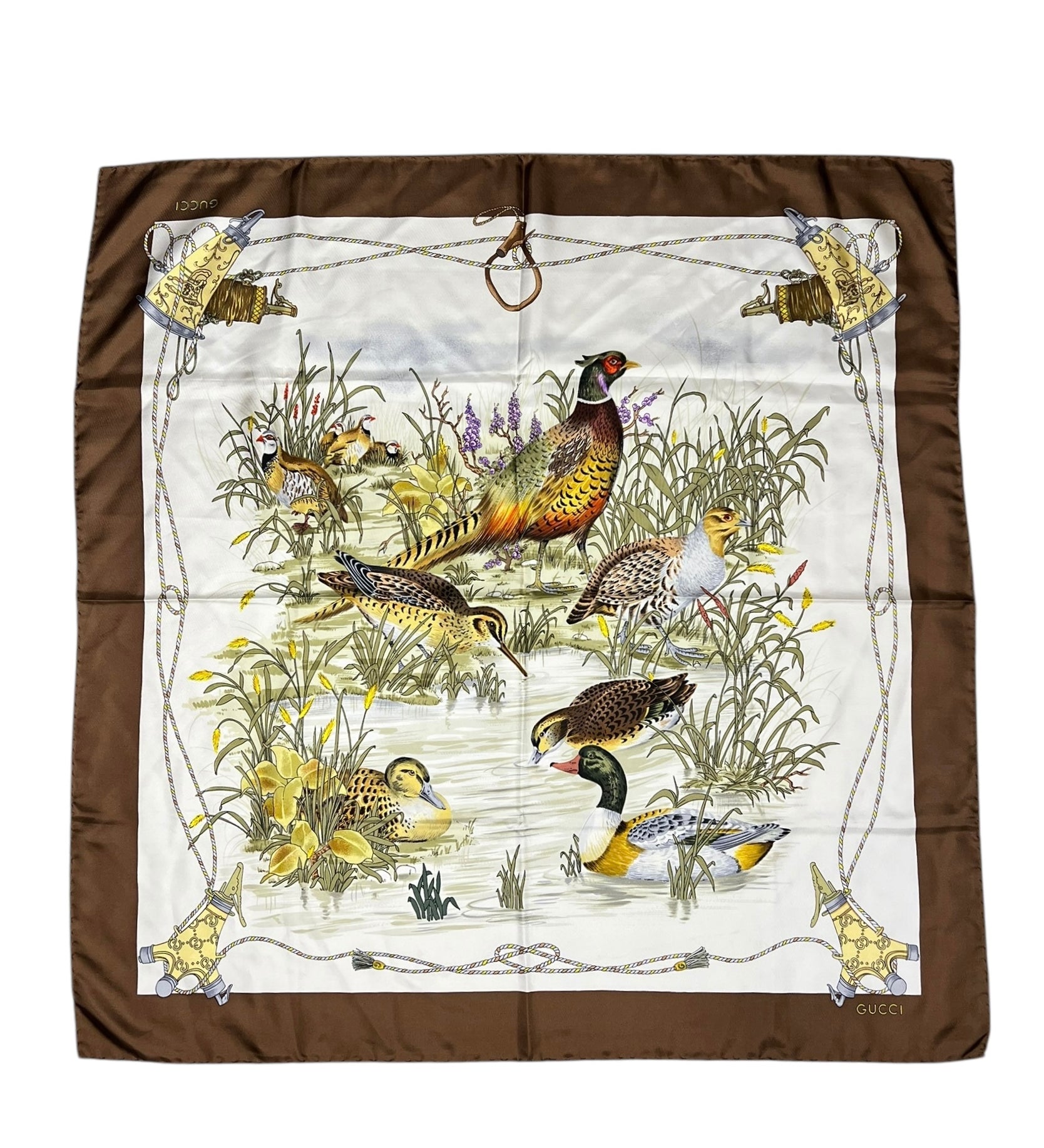 Gucci Vintage Silk Bird Bath Scarf