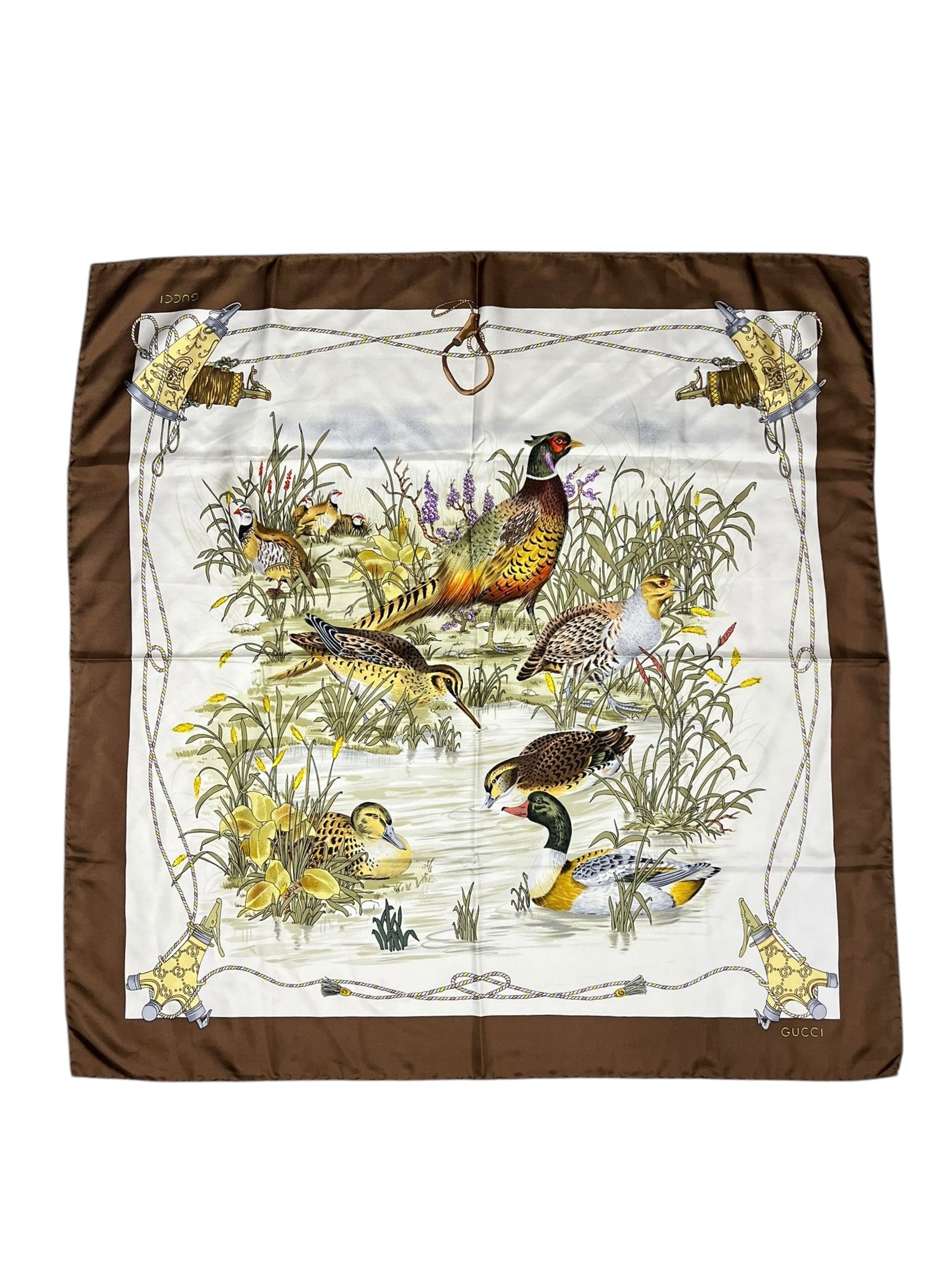 Gucci Vintage Silk Bird Bath Scarf
