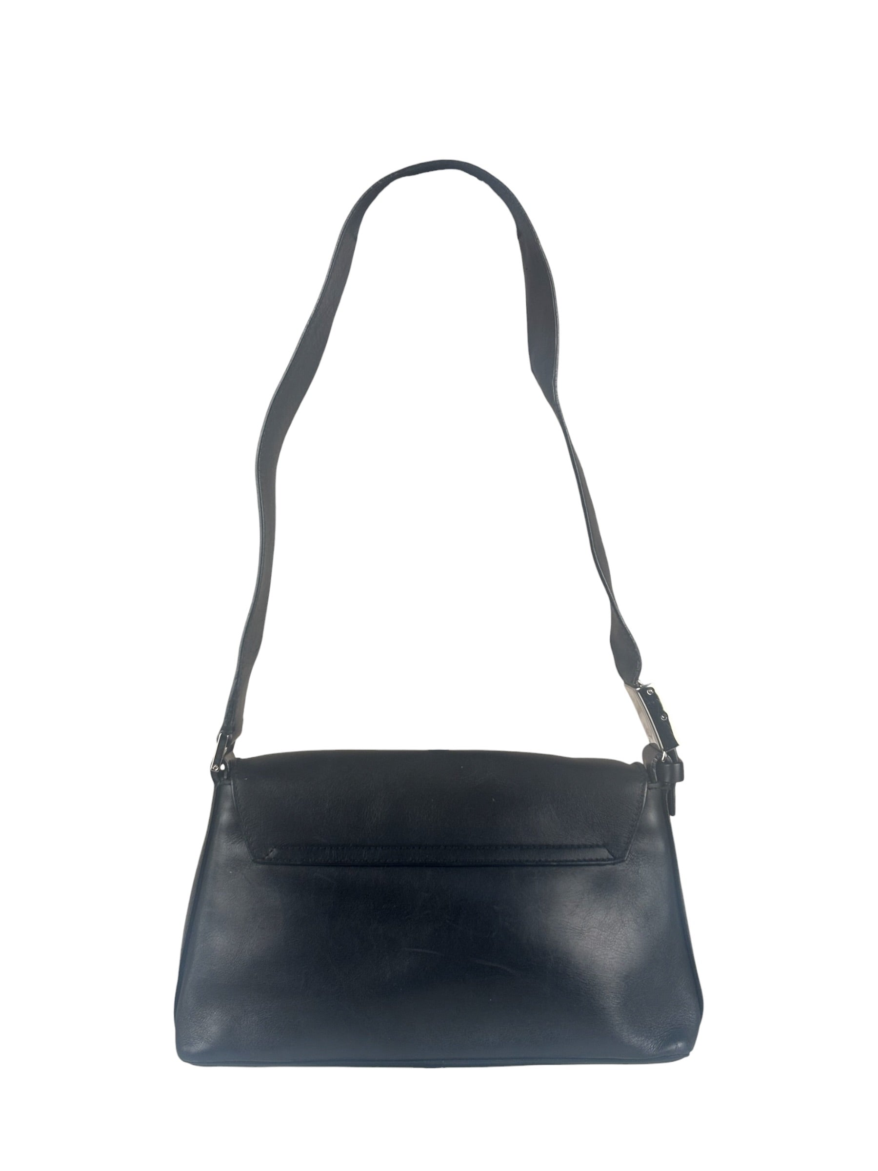 Ferragamo Vintage Black Leather Flap Shoulder Pochette