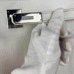 Hermes Kelly 32 White Clemence Leather Handbag 2008