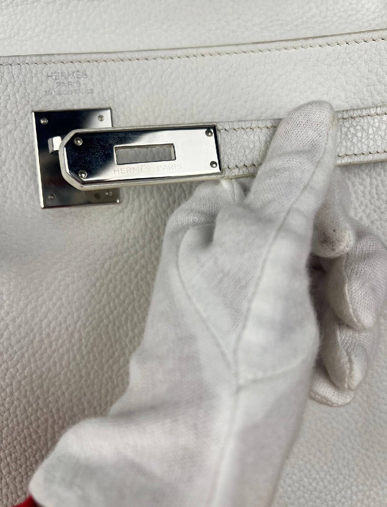 Hermes Kelly 32 White Clemence Leather Handbag 2008