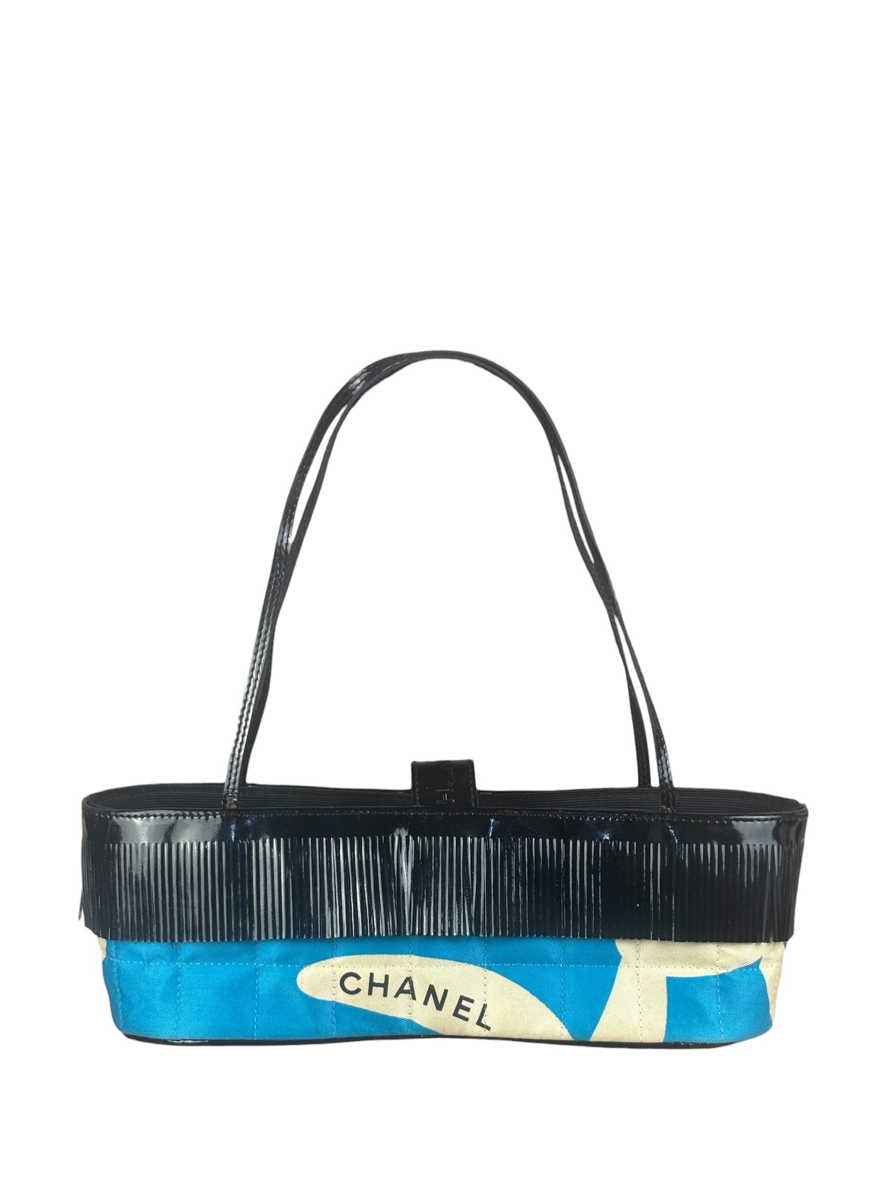 Chanel Vintage Patent Leather Fringe Mini Coco Bar Tote Bag 1998
