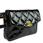 Chanel Black Patent Leather Belt Bag 1995