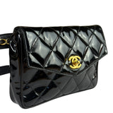 Chanel Black Patent Leather Belt Bag 1995