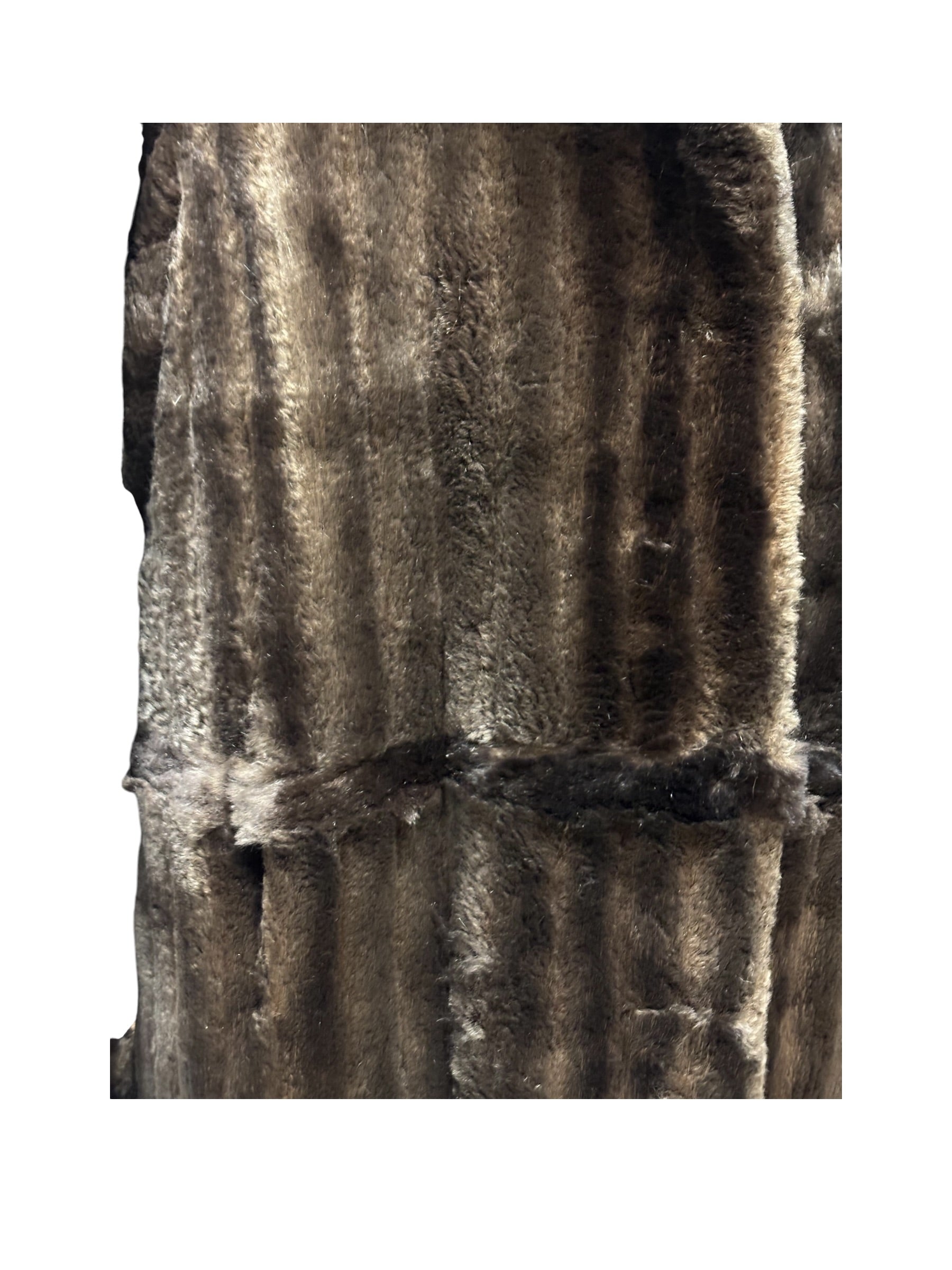 Jfa Nissin Brown Mink Fur Trim Chinchilla Fur Coat