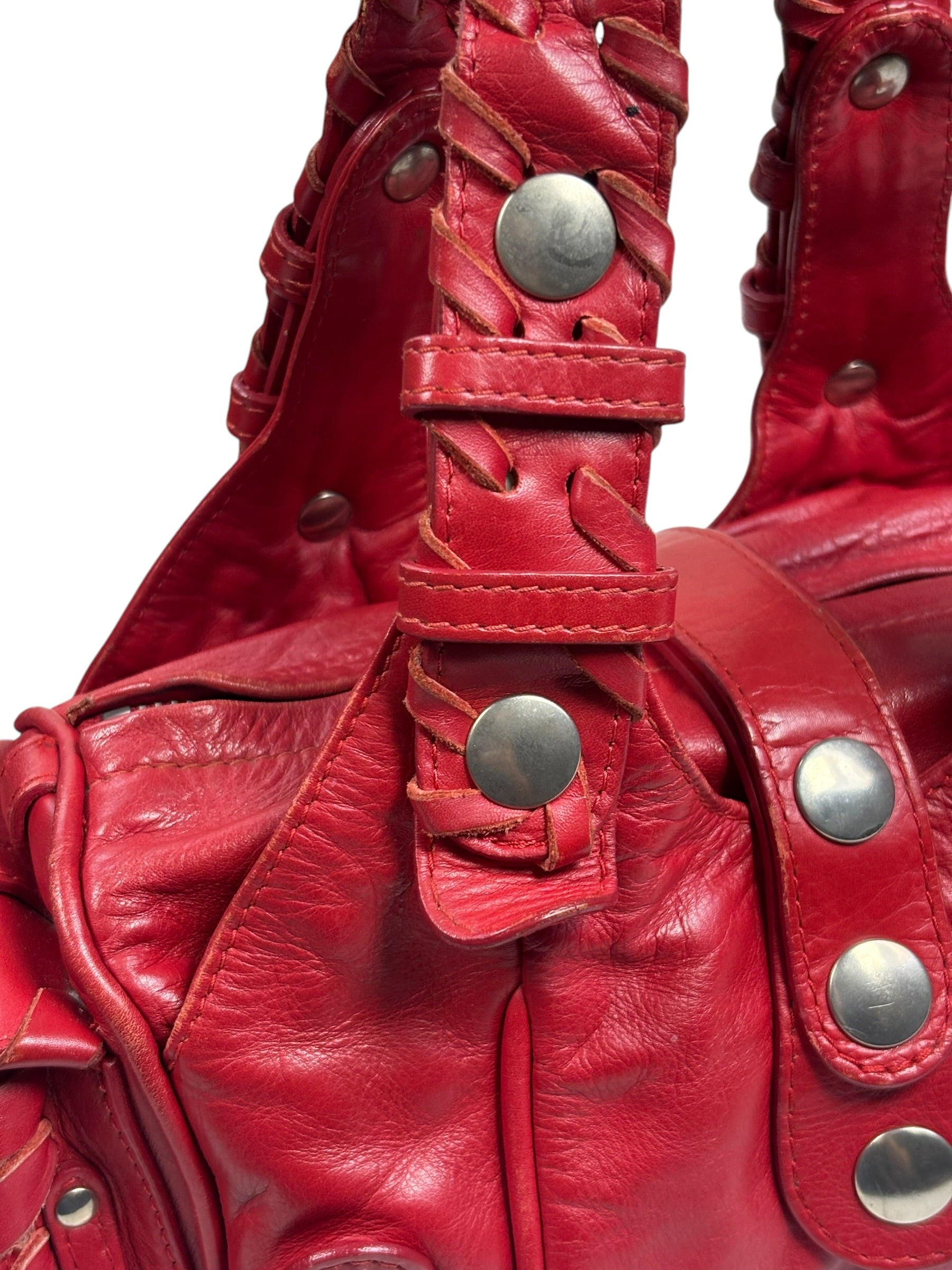 Chloe Red Leather Silverado Shoulder Bag