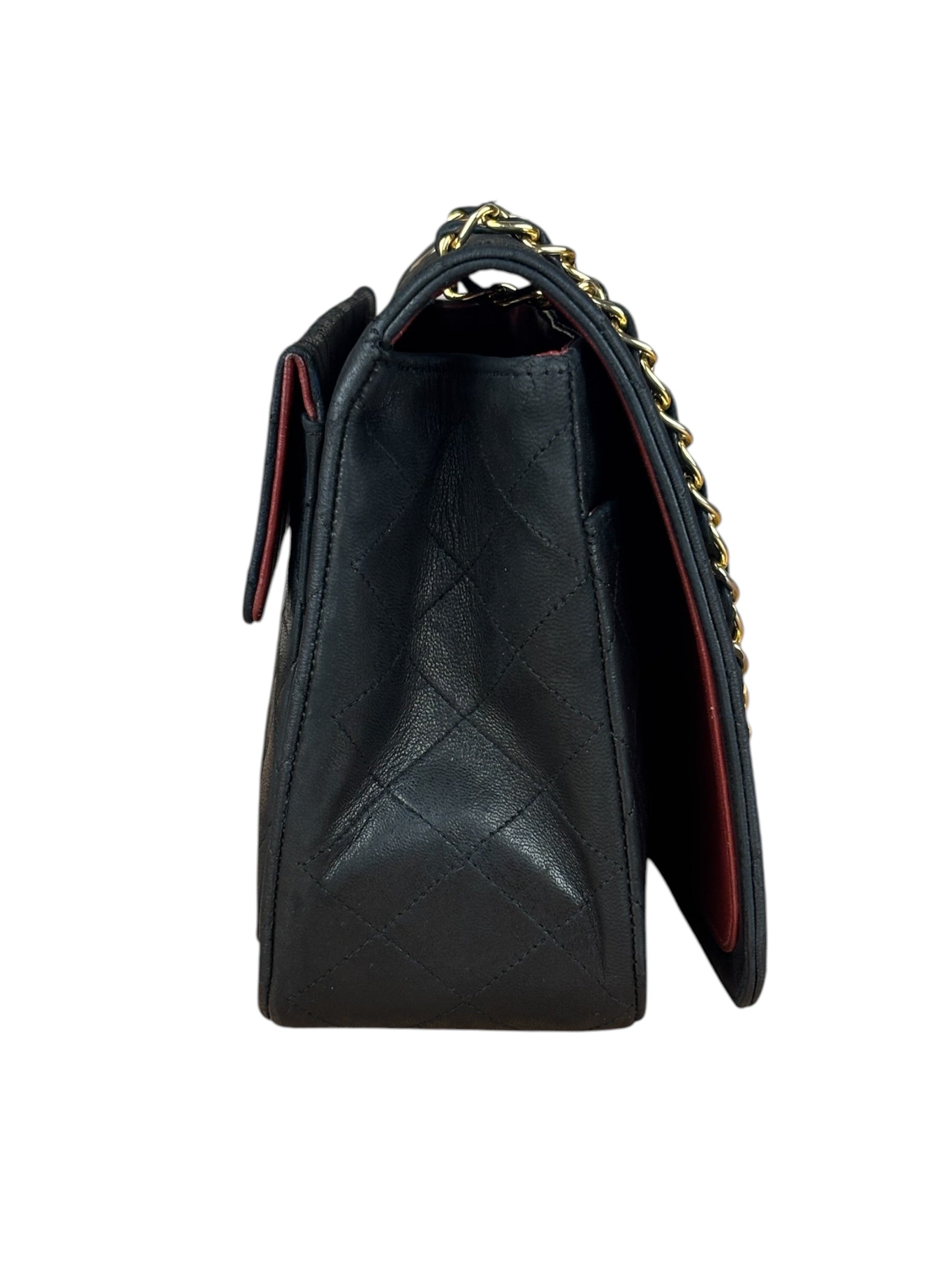 Chanel Black Quilted Leather Full Flap Chain Bag 1986