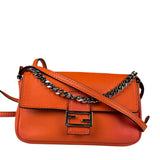 Fendi Orange Leather Mini Baguette