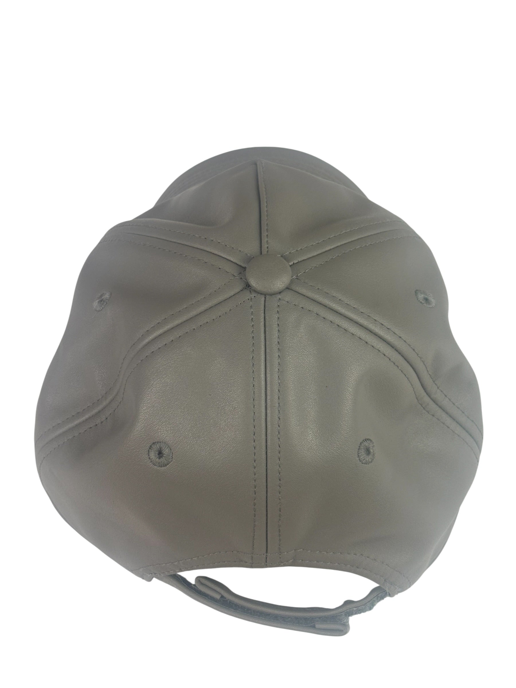 Telfar Grey Leather Logo Embossed Hat