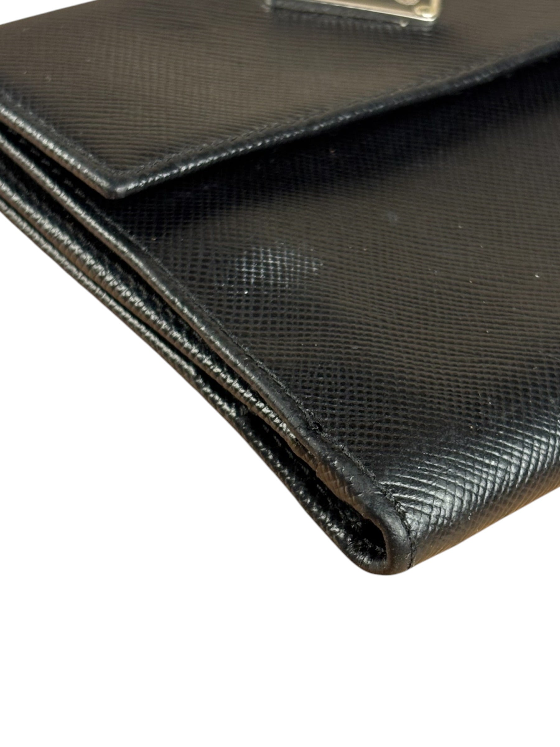 Prada Black Saffiano Leather Compact Wallet